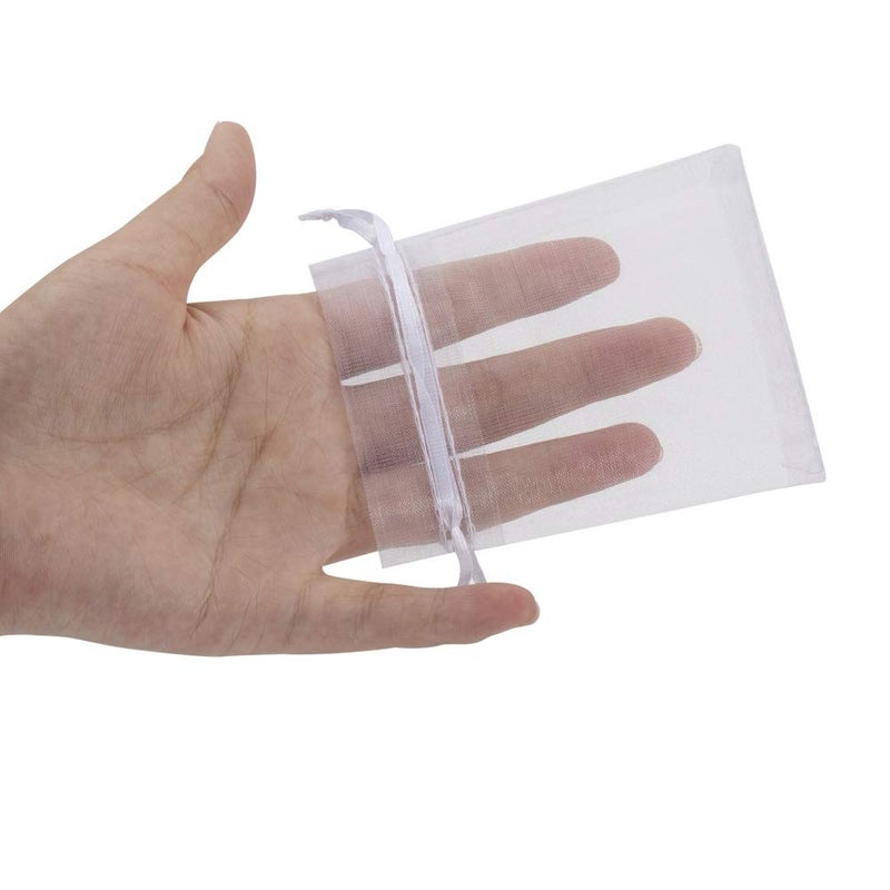 HRX Package 100pcs White Organza Jewelry Bags Drawstring 3 x 4 inch, Little Mesh Gift Pouches Mini Candy Bags for Small Presents Jewelry Earrings - Image 2